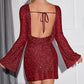 Damen Glitzer-Minikleid mit langen Ärmeln