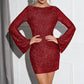 Damen Glitzer-Minikleid mit langen Ärmeln