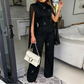Women’s One-Shoulder Faux Pearl Wide-Leg Jumpsuit