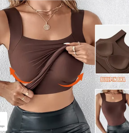 👚 50% RABATT! 🔥 Damen Thermo-Tanktop mit U-Ausschnitt – Integrierter BH, Nahtlos & Perfekt zum Unterziehen 🏃‍♀️