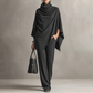 📢📢50%Rabatt!!!🎉✨Damen-Set: Cape-Oberteil mit Wasserfallkragen & Hose mit weitem Bein