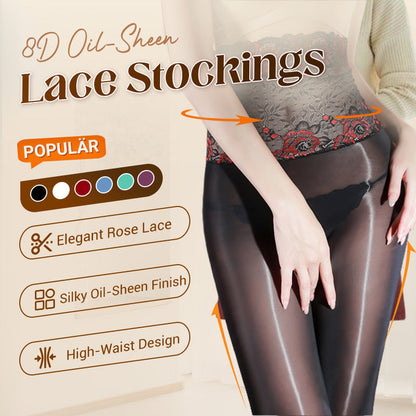 🧦 KAUFE 2, ERHALTE 1 GRATIS! 🌹 Vorteilspaket: 8D Oil-Sheen Rose Spitzenstrümpfe – Zarter Glanz, Spitzendesign & Angenehme Passform ✨