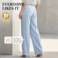 Lässige Damenhose mit hohem Bund, weitem, geradem Bein