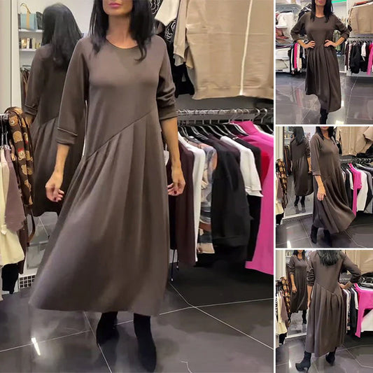 Lässiges Damen Maxikleid mit asymmetrischen Falten