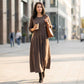 Lässiges Damen Maxikleid mit asymmetrischen Falten