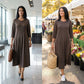 Lässiges Damen Maxikleid mit asymmetrischen Falten