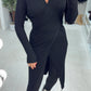 Einfarbiger langer Pullover mit Wickeloptik