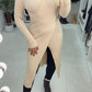 Einfarbiger langer Pullover mit Wickeloptik
