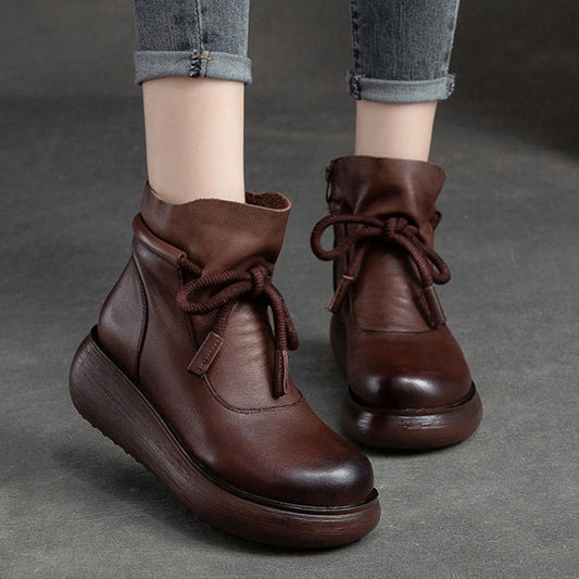 Damen-Plateau-Stiefeletten mit seitlichem Reißverschluss