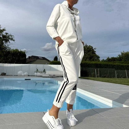 Kapuzenjacke und Hose mit Kordelzug für Damen im Set
