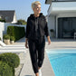 Kapuzenjacke und Hose mit Kordelzug für Damen im Set