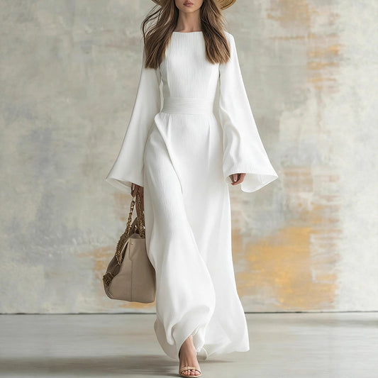 Retro-Maxikleid mit Glockenärmeln für Damen