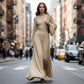 Retro-Maxikleid mit Glockenärmeln für Damen