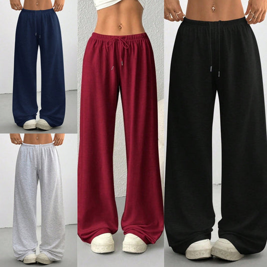 Lässige Damen-Jogginghose mit weitem Bein und Kordelzug