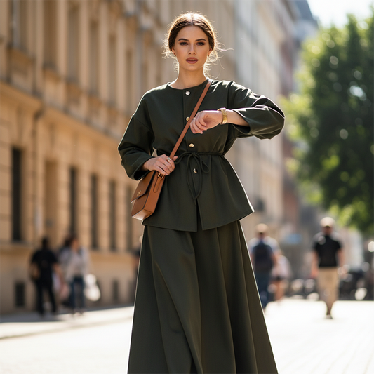 Elegantes zweiteiliges Rock-Set mit Taillengürtel