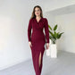 Sparkle V-Ausschnitt Wickelkleid mit Schlitz für Damen