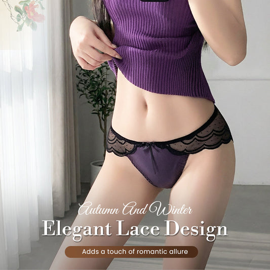 Sexy Damen Slip aus Satin und Spitze