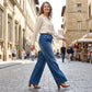 🥰 Damen-Jeans mit weitem Bein und Kordelzug in der Taille