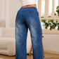 🥰 Damen-Jeans mit weitem Bein und Kordelzug in der Taille