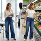 🥰 Damen-Jeans mit weitem Bein und Kordelzug in der Taille