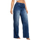 🥰 Damen-Jeans mit weitem Bein und Kordelzug in der Taille