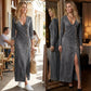 👗 Langärmliges Maxikleid mit V-Ausschnitt für Damen – Elegant und bequem für jeden Anlass ✨🌸