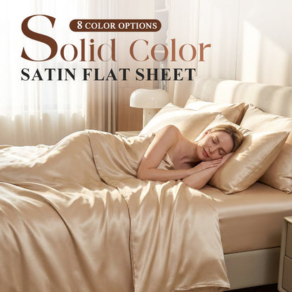 🛏️ Unifarbenes Satin-Spannbettlaken | Haar- & hautfreundlich | Temperaturausgleichend | Langlebig & maschinenwaschbar