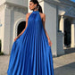 Damen-Maxikleid mit Neckholder, Plissee und fließendem Schnitt