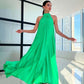 Damen-Maxikleid mit Neckholder, Plissee und fließendem Schnitt