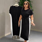 Maxikleid für Damen mit Farbblock und Gürtel