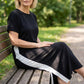 Maxikleid für Damen mit Farbblock und Gürtel