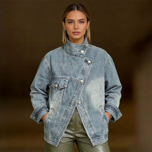 Damen Jeansjacke mit asymmetrischen Taschen