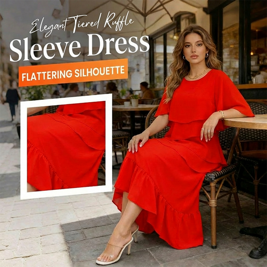 Elegantes Kleid mit gestuften Rüschenärmeln