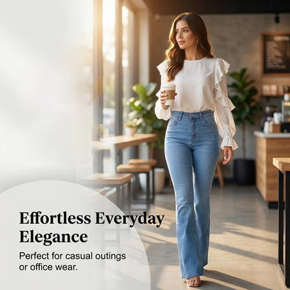 Elastische Schlagjeans für Damen mit hoher Taille