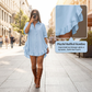 🔥Zeitlich begrenztes Angebot-Oversized-Minikleid für Damen mit Knopfleiste und Rüschen am Saum