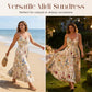 👗 60% RABATT! 🌸 Plus-Size-Midikleid mit Blumenmuster & Spaghettiträgern – Figurschmeichelnd, Leicht & Perfekt für Den Frühling 🌿