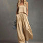 ✨ Damen Crop Top & Wide-Leg Hose 2-teiliges Set