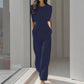 ✨🔥Einfarbiger Jumpsuit mit weitem Bein für Damen