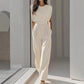 ✨🔥Einfarbiger Jumpsuit mit weitem Bein für Damen