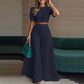 Elegantes Set: Crop-Top mit Puffärmeln & Hose mit weitem Bein