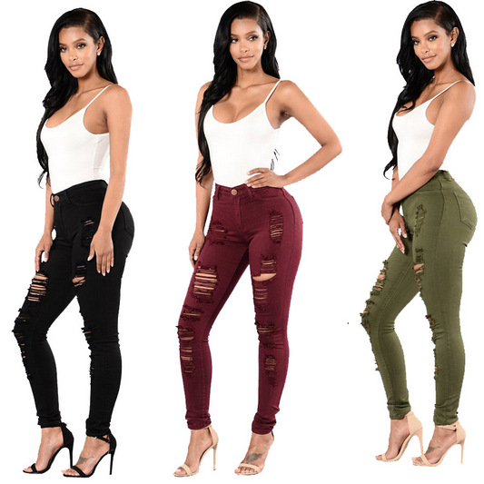 Damen High-Waist Skinny Jeans im Destroyed-Look