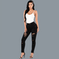 Damen High-Waist Skinny Jeans im Destroyed-Look