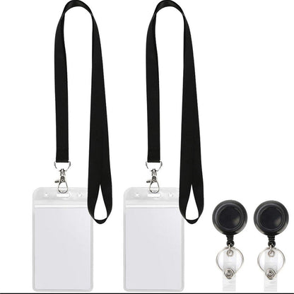 Set aus schwarzem Lanyard und wasserdichtem Ausweishalter