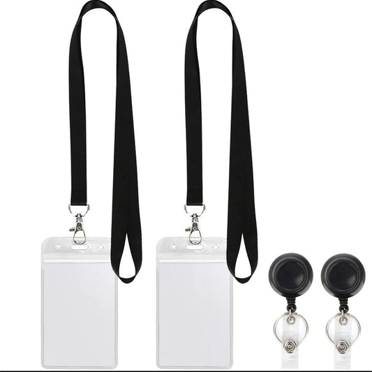 Set aus schwarzem Lanyard und wasserdichtem Ausweishalter