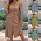 🔥LETZTER TAG – 50 % RABATT🌞💃Damen-Midi-Kleid mit Knopfleiste, V-Ausschnitt und kurzen Ärmeln