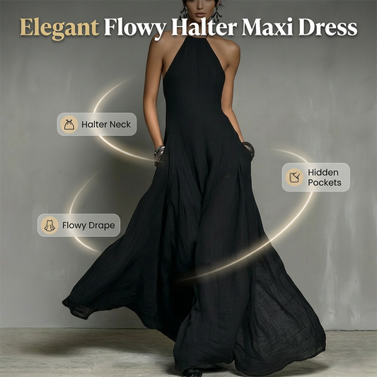 Elegantes, ärmelloses Neckholder-Maxikleid für Damen