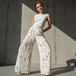 Damenhose mit weitem Bein und Blumenmuster