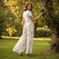 Damenhose mit weitem Bein und Blumenmuster