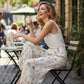 Damenhose mit weitem Bein und Blumenmuster