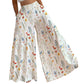 Damenhose mit weitem Bein und Blumenmuster